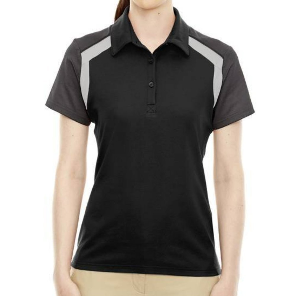 Ladies' Colorblock Polo Shirt-Medium (Black)